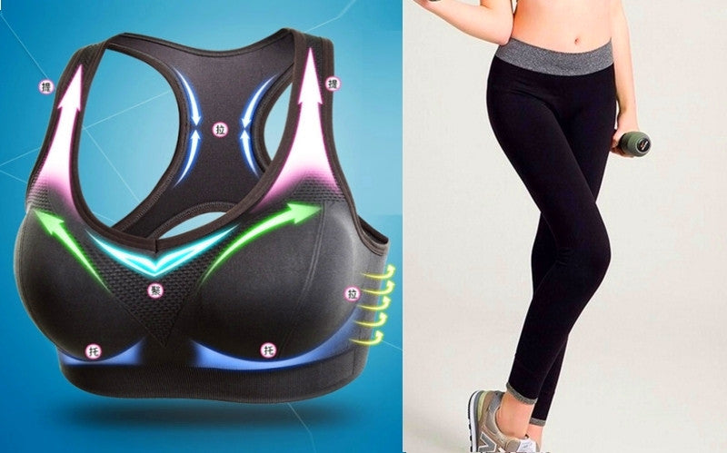 Sportovní push-up podprsenka a legíny na běhání, fitness a do posilovny