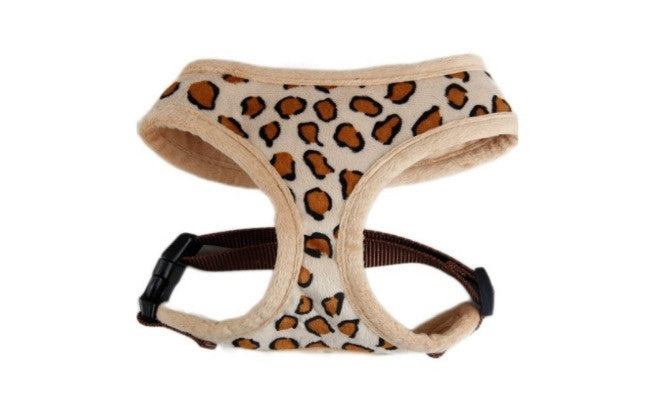 Nastavitelný postroj s vodítkem pro psy se vzorem leoparda
