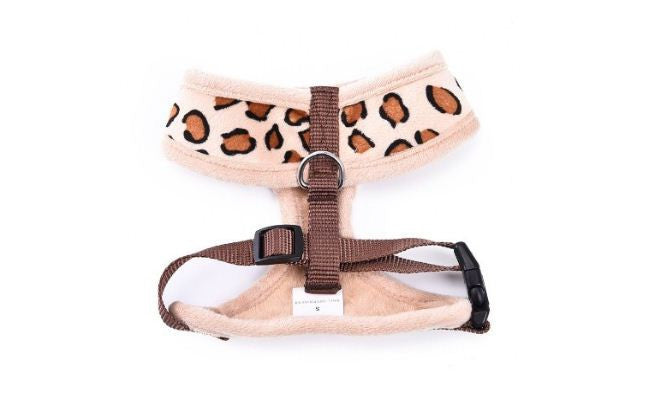 Nastavitelný postroj s vodítkem pro psy se vzorem leoparda